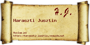 Haraszti Jusztin névjegykártya